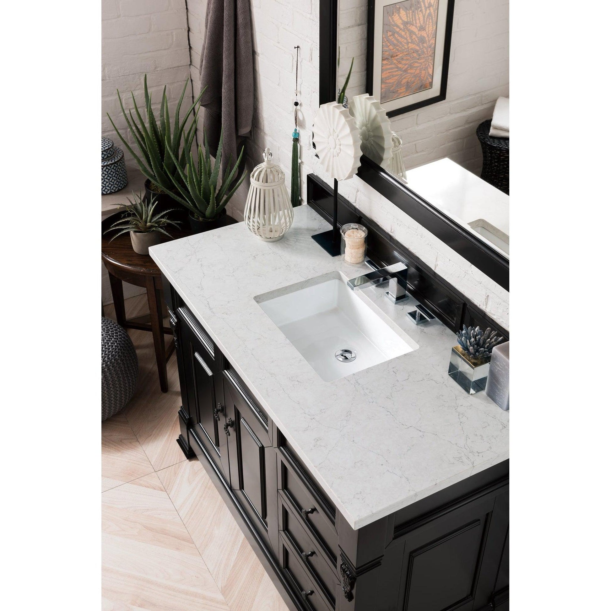 James Martin Vanities Brookfield 48" Antique Black Single Vanity With 3cm Eternal Jasmine Pearl Quartz Top