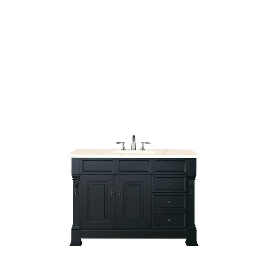 James Martin Vanities Brookfield 48" Antique Black Single Vanity With 3cm Eternal Marfil Quartz Top