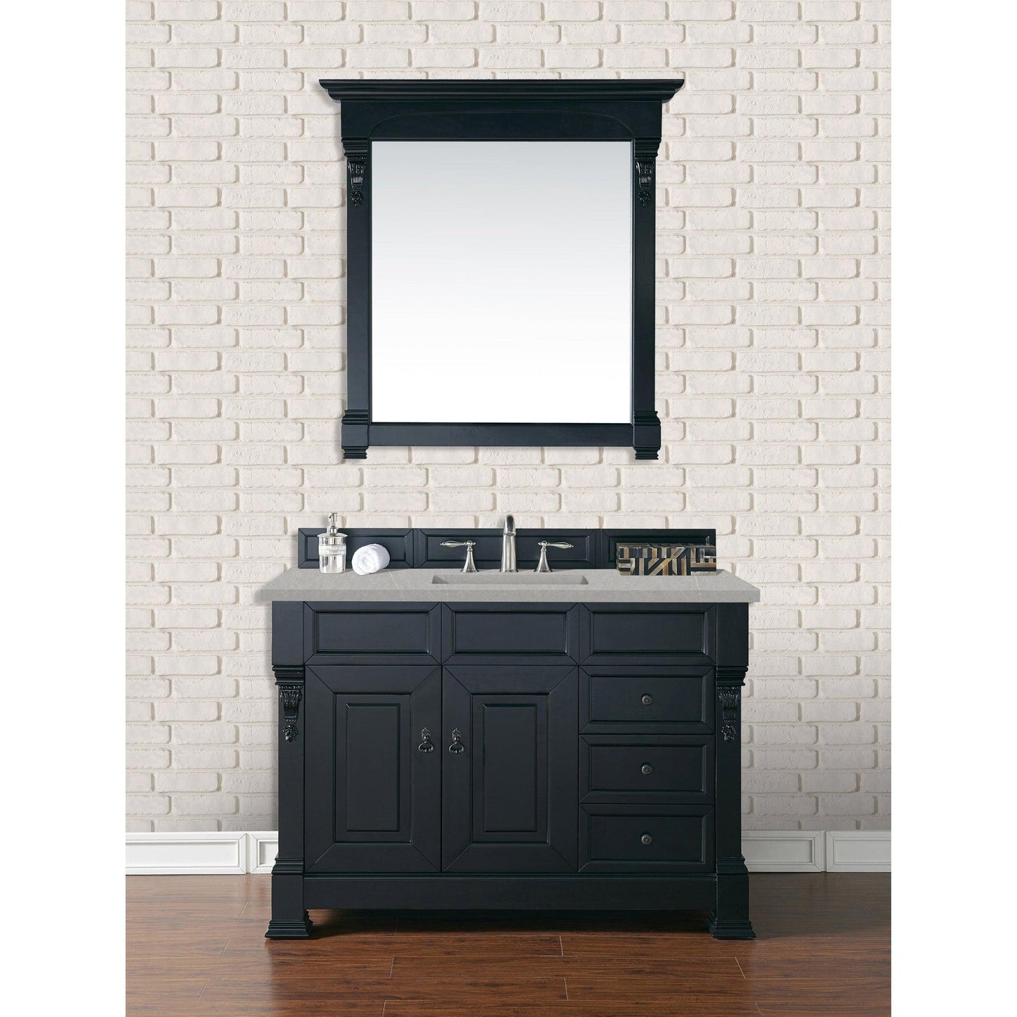 James Martin Vanities Brookfield 48" Antique Black Single Vanity With 3cm Eternal Serena Quartz Top