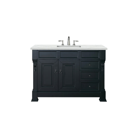 James Martin Vanities Brookfield 48" Antique Black Single Vanity With 3cm Ethereal Noctis Quartz Top