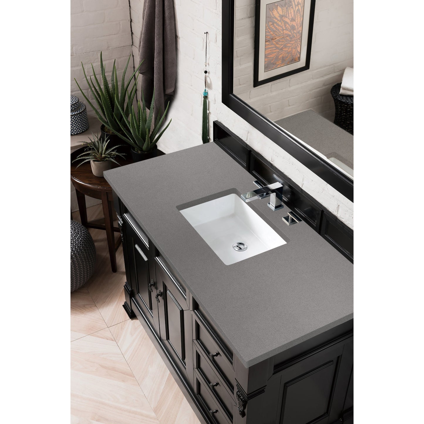 James Martin Vanities Brookfield 48" Antique Black Single Vanity With 3cm Grey Expo Quartz Top