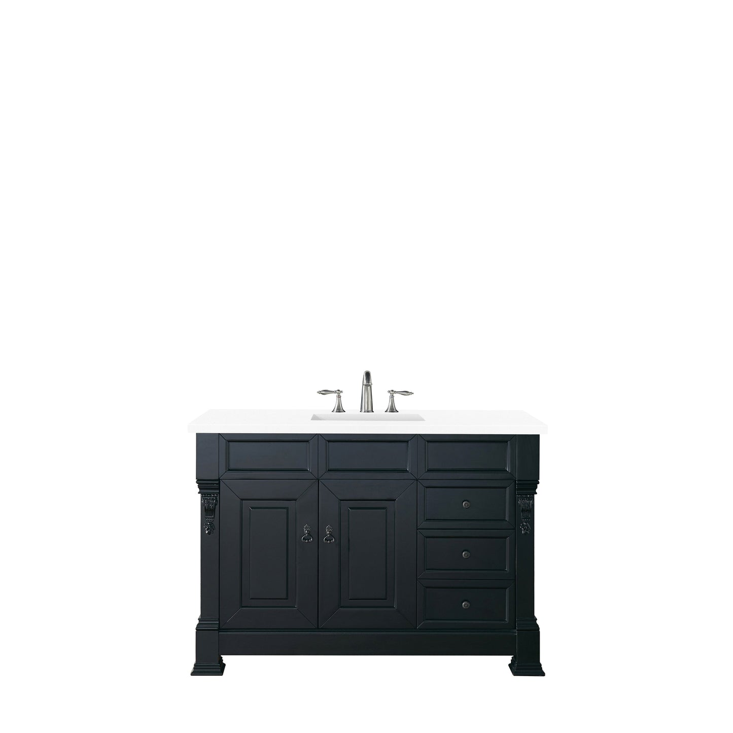 James Martin Vanities Brookfield 48" Antique Black Single Vanity With 3cm White Zeus Quartz Top