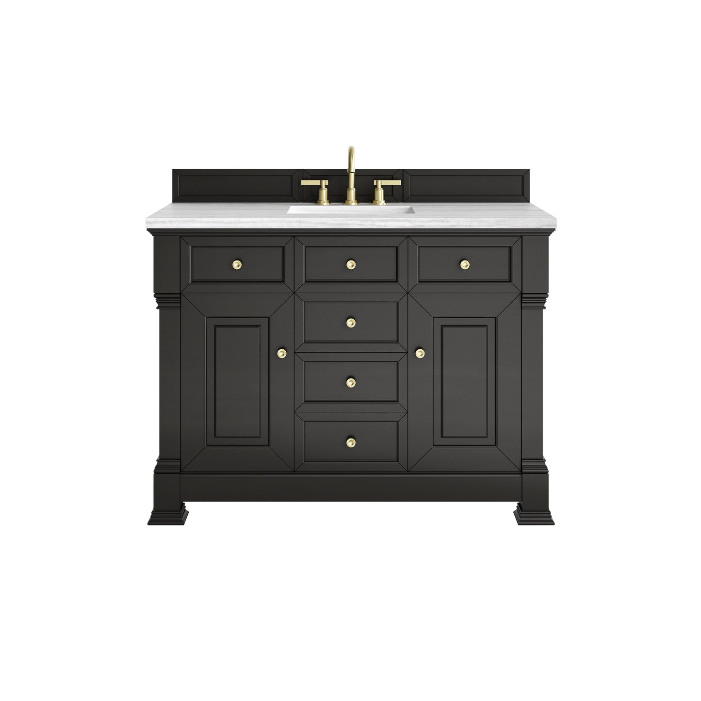James Martin Vanities Brookfield 48" Black Onyx Single Vanity With 3cm Arctic Fall Solid Surface Top