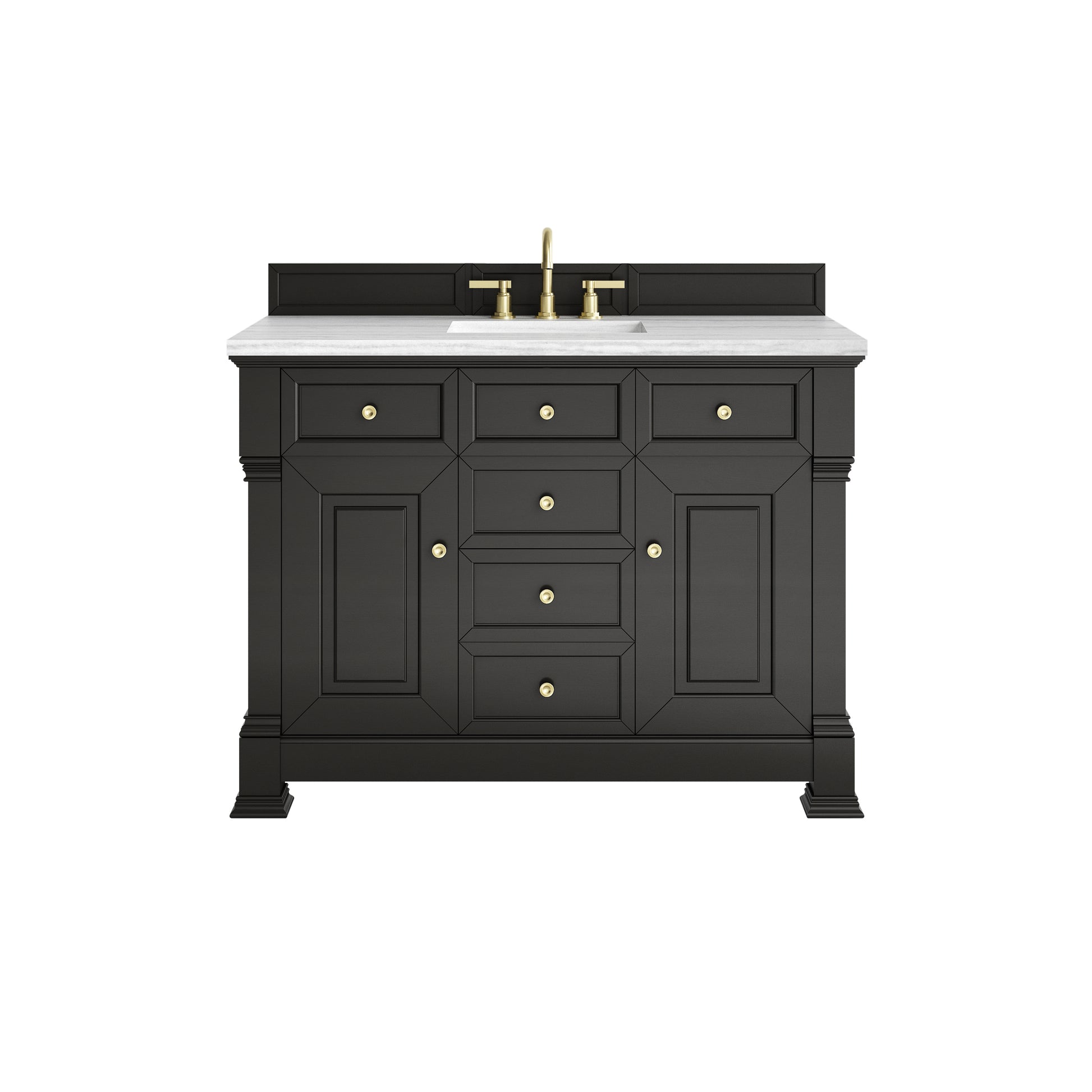 James Martin Vanities Brookfield 48" Black Onyx Single Vanity With 3cm Arctic Fall Solid Surface Top