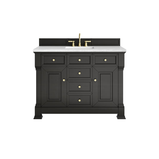 James Martin Vanities Brookfield 48" Black Onyx Single Vanity With 3cm Arctic Fall Solid Surface Top