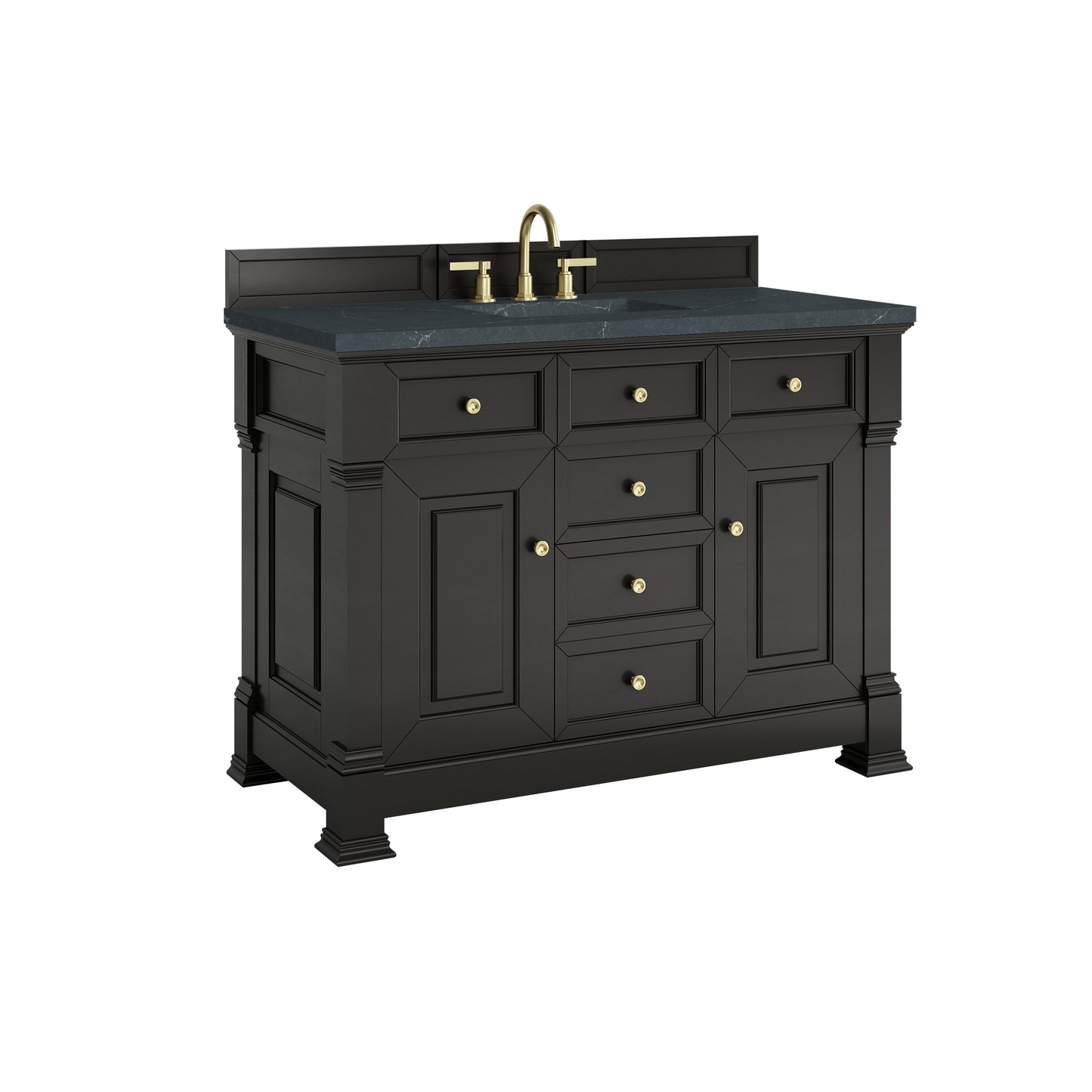 James Martin Vanities Brookfield 48" Black Onyx Single Vanity With 3cm Charcoal Soapstone Silestone Top