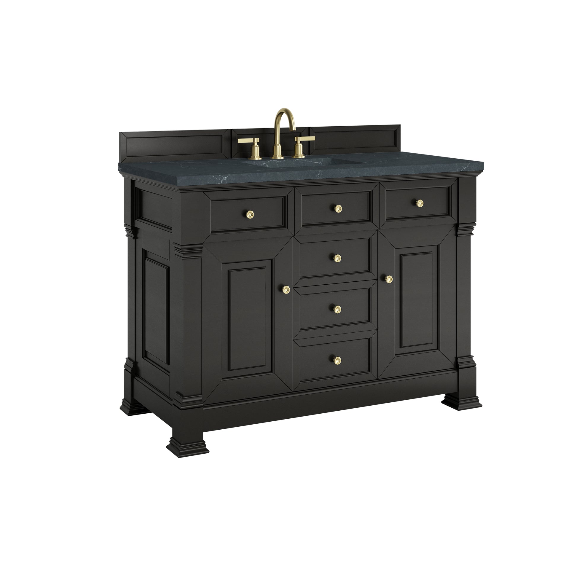 James Martin Vanities Brookfield 48" Black Onyx Single Vanity With 3cm Charcoal Soapstone Silestone Top