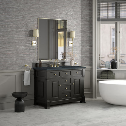 James Martin Vanities Brookfield 48" Black Onyx Single Vanity With 3cm Charcoal Soapstone Silestone Top