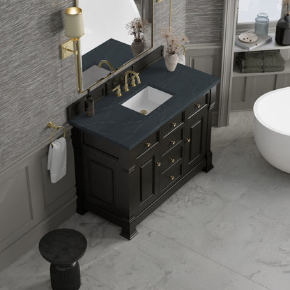 James Martin Vanities Brookfield 48" Black Onyx Single Vanity With 3cm Charcoal Soapstone Silestone Top