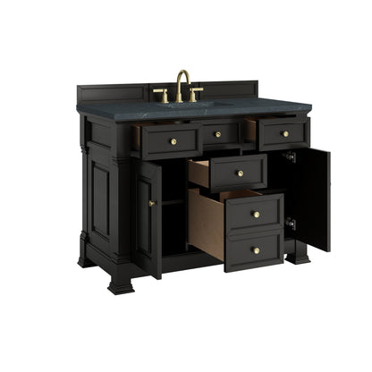 James Martin Vanities Brookfield 48" Black Onyx Single Vanity With 3cm Charcoal Soapstone Silestone Top