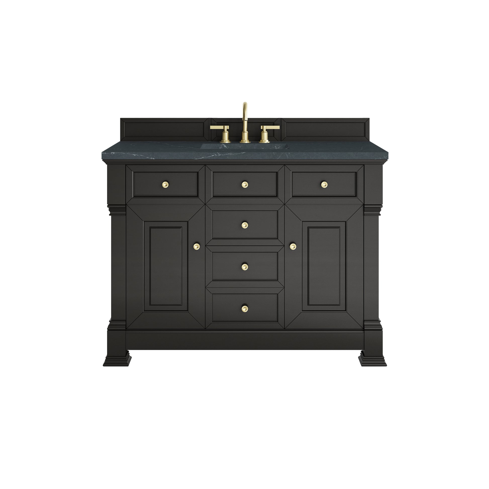 James Martin Vanities Brookfield 48" Black Onyx Single Vanity With 3cm Charcoal Soapstone Silestone Top