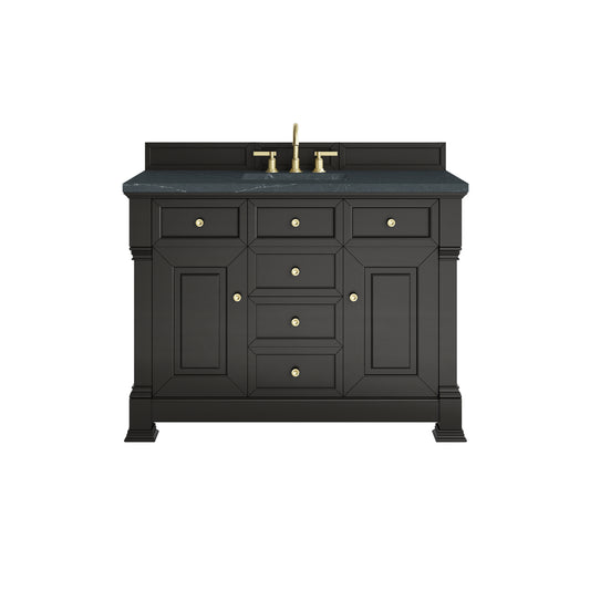 James Martin Vanities Brookfield 48" Black Onyx Single Vanity With 3cm Charcoal Soapstone Silestone Top
