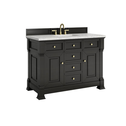 James Martin Vanities Brookfield 48" Black Onyx Single Vanity With 3cm Eternal Jasmine Pearl Silestone Top