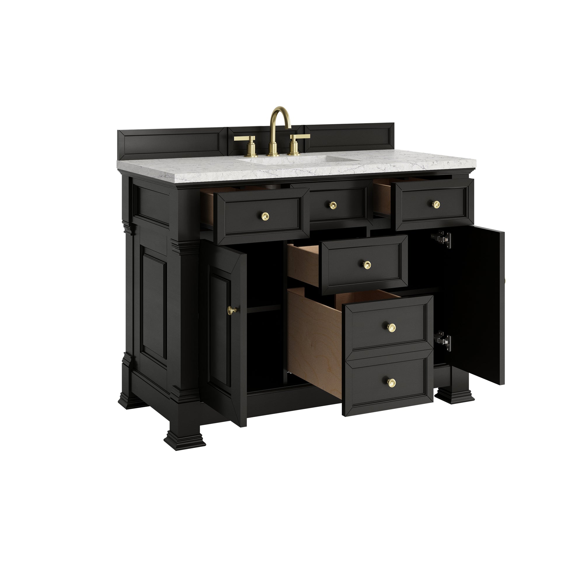 James Martin Vanities Brookfield 48" Black Onyx Single Vanity With 3cm Eternal Jasmine Pearl Silestone Top
