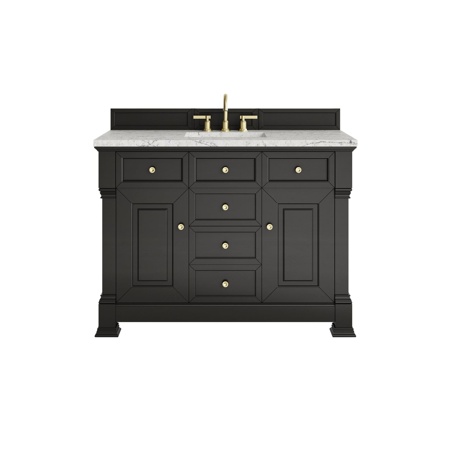James Martin Vanities Brookfield 48" Black Onyx Single Vanity With 3cm Eternal Jasmine Pearl Silestone Top