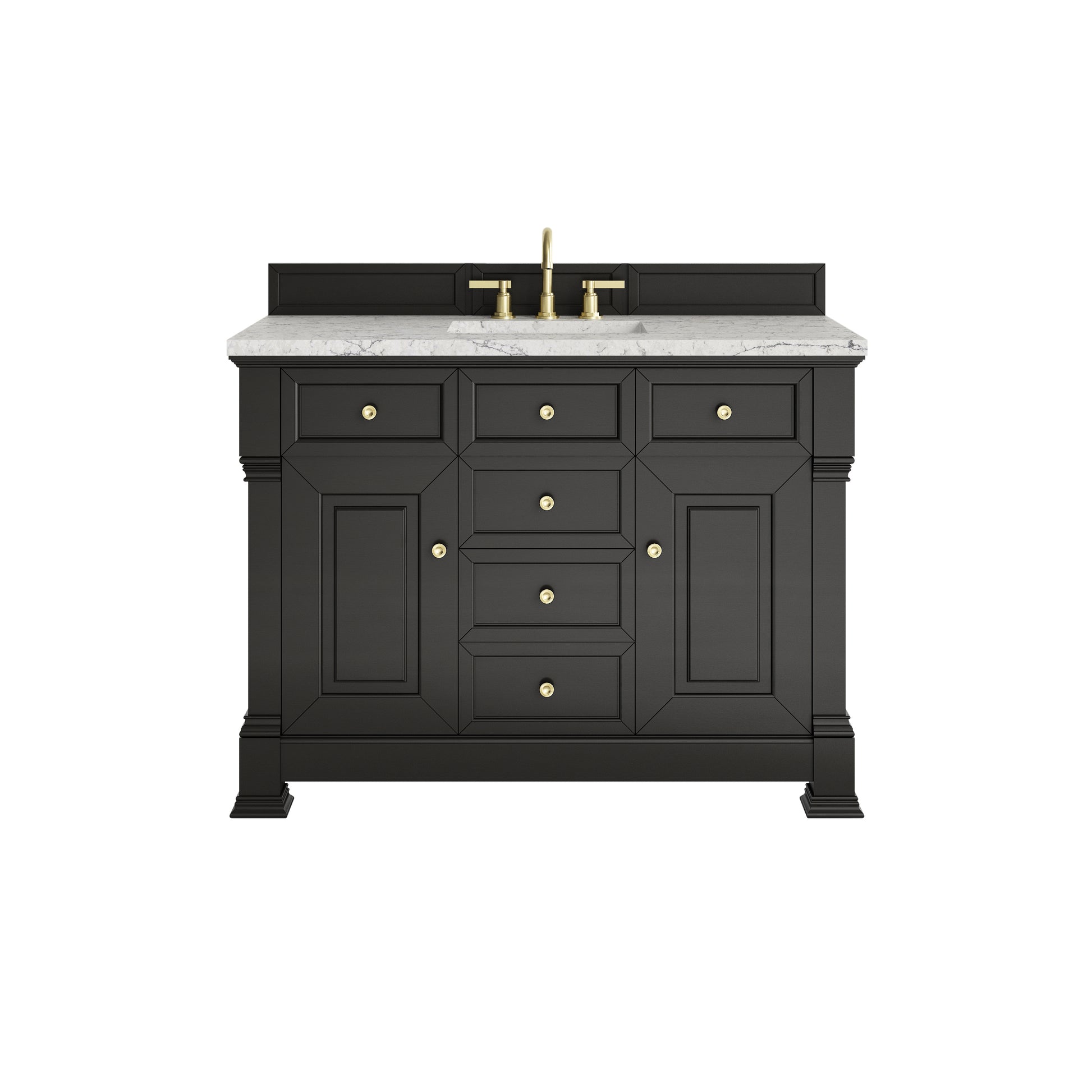 James Martin Vanities Brookfield 48" Black Onyx Single Vanity With 3cm Eternal Jasmine Pearl Silestone Top