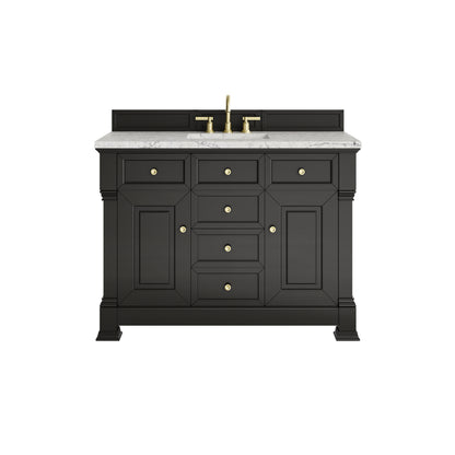 James Martin Vanities Brookfield 48" Black Onyx Single Vanity With 3cm Eternal Jasmine Pearl Silestone Top