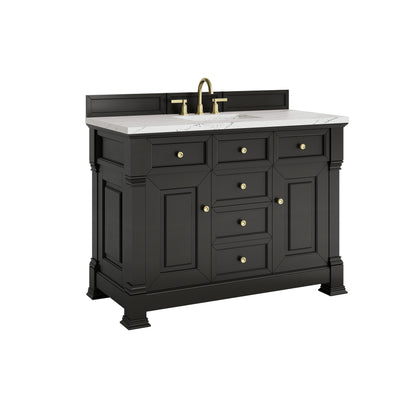 James Martin Vanities Brookfield 48" Black Onyx Single Vanity With 3cm Ethereal Noctis Silestone Top