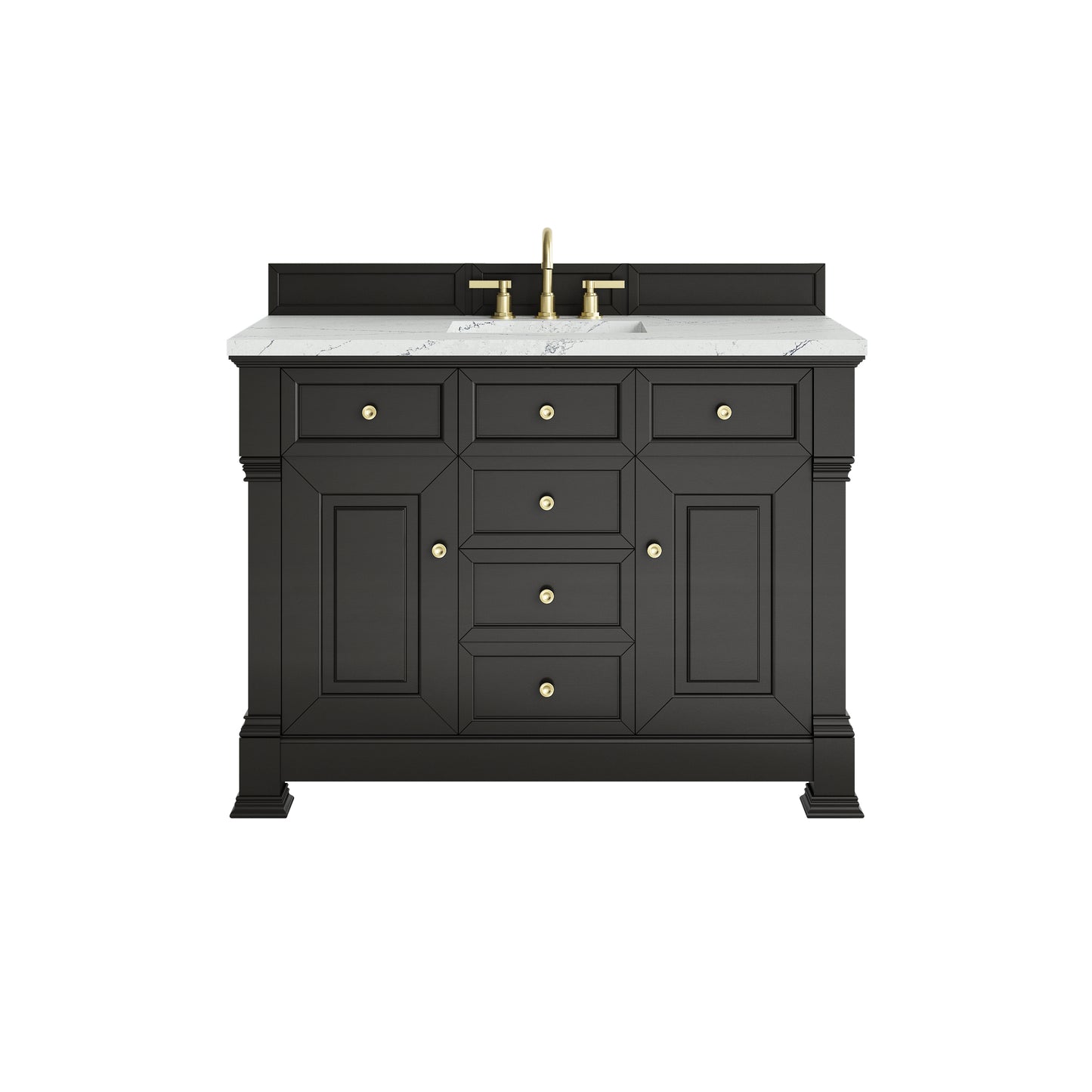 James Martin Vanities Brookfield 48" Black Onyx Single Vanity With 3cm Ethereal Noctis Silestone Top