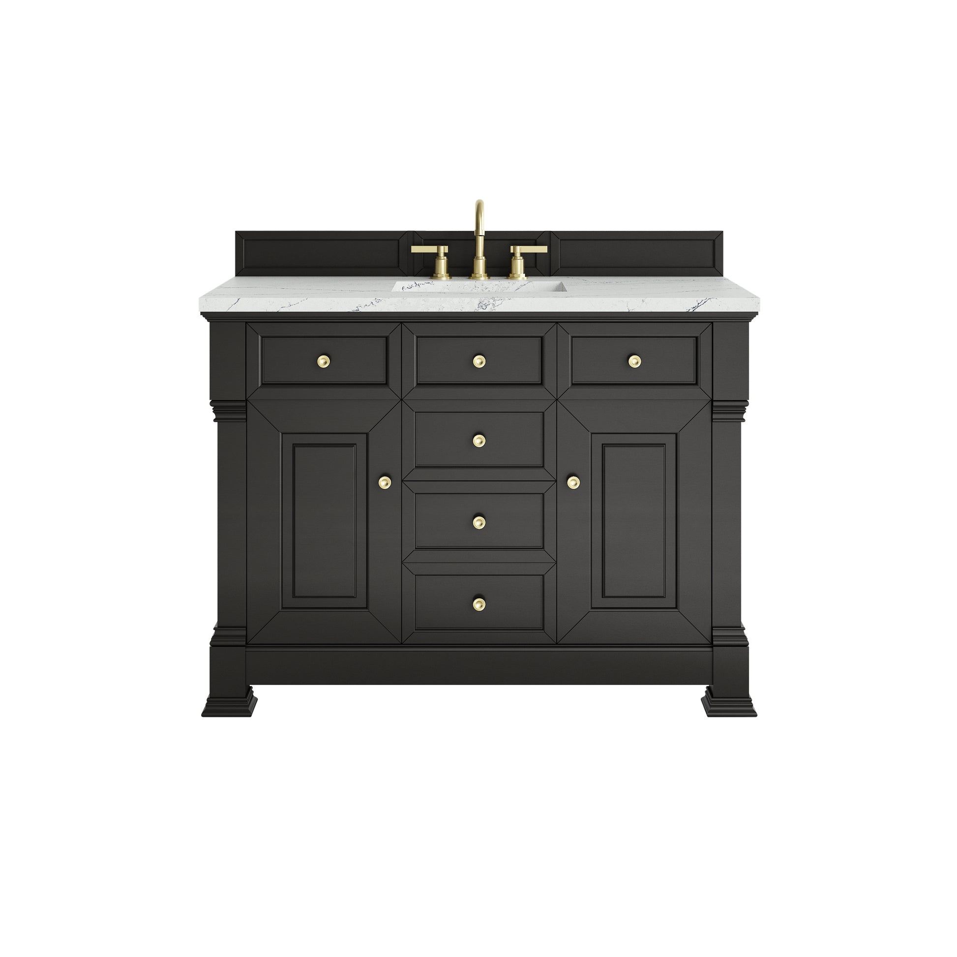 James Martin Vanities Brookfield 48" Black Onyx Single Vanity With 3cm Ethereal Noctis Silestone Top