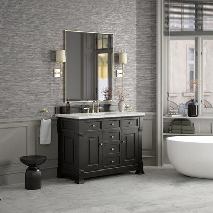James Martin Vanities Brookfield 48" Black Onyx Single Vanity With 3cm Lime Delight Silestone Top