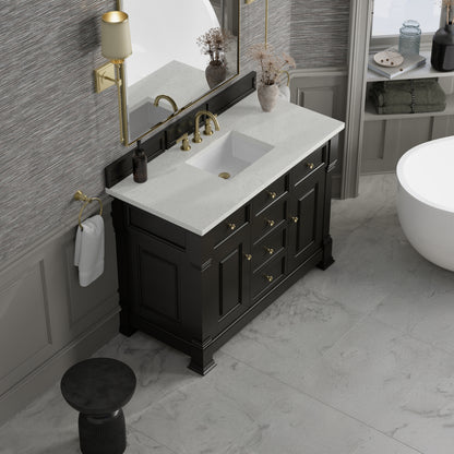 James Martin Vanities Brookfield 48" Black Onyx Single Vanity With 3cm Lime Delight Silestone Top