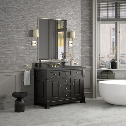 James Martin Vanities Brookfield 48" Black Onyx Single Vanity With 3cm Parisien Bleu Silestone Top