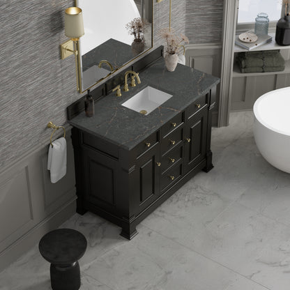 James Martin Vanities Brookfield 48" Black Onyx Single Vanity With 3cm Parisien Bleu Silestone Top