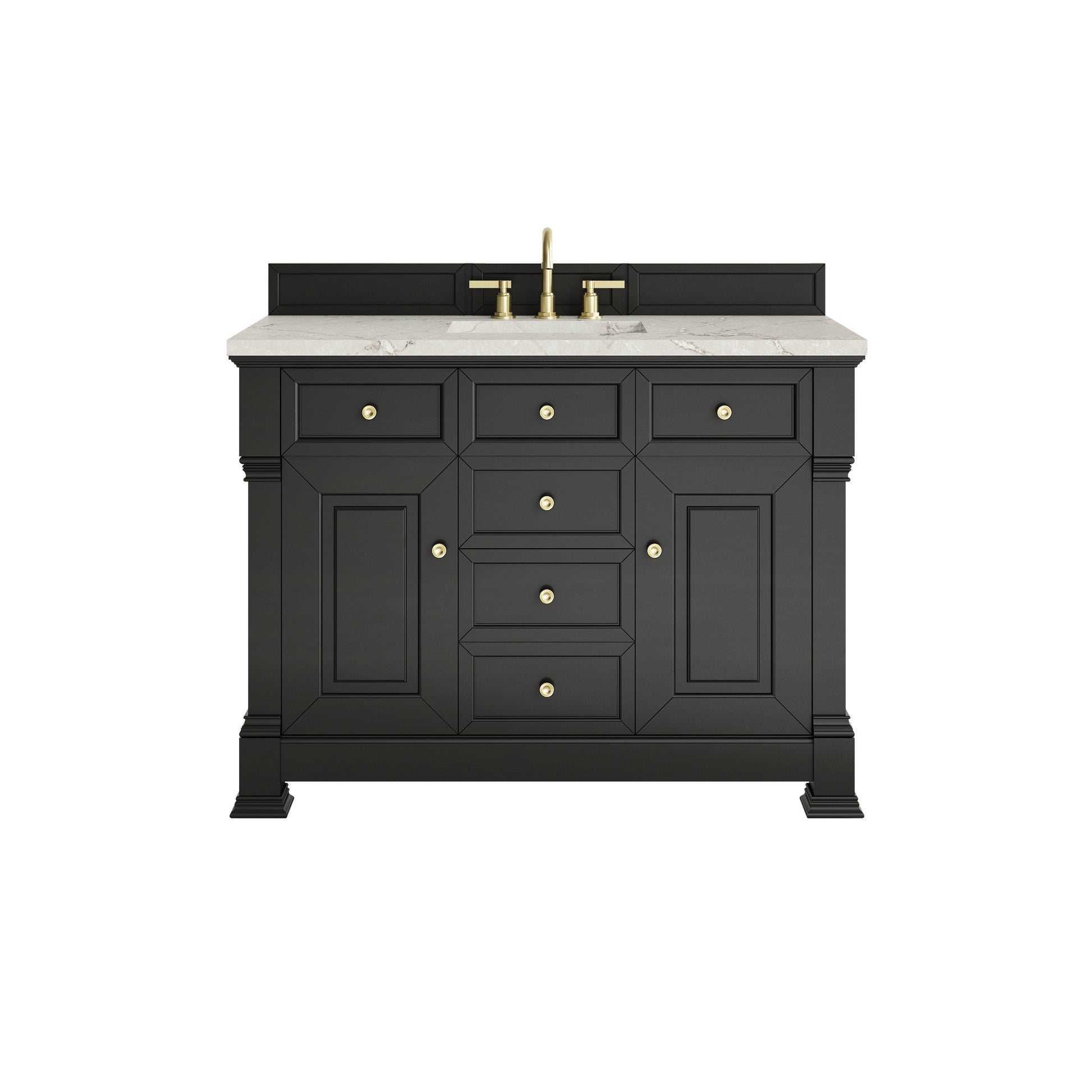James Martin Vanities Brookfield 48" Black Onyx Single Vanity With 3cm Victorian Silver Silestone Top