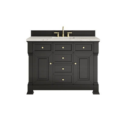 James Martin Vanities Brookfield 48" Black Onyx Single Vanity With 3cm Victorian Silver Silestone Top