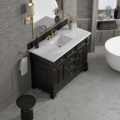 James Martin Vanities Brookfield 48" Black Onyx Single Vanity With 3cm White Zeus Silestone Top