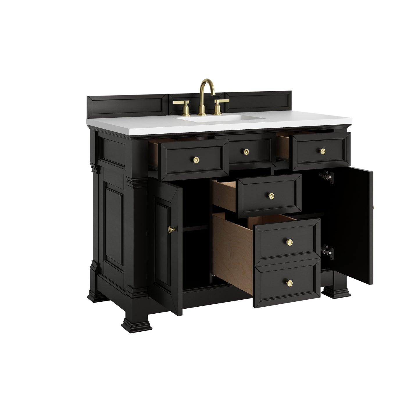 James Martin Vanities Brookfield 48" Black Onyx Single Vanity With 3cm White Zeus Silestone Top