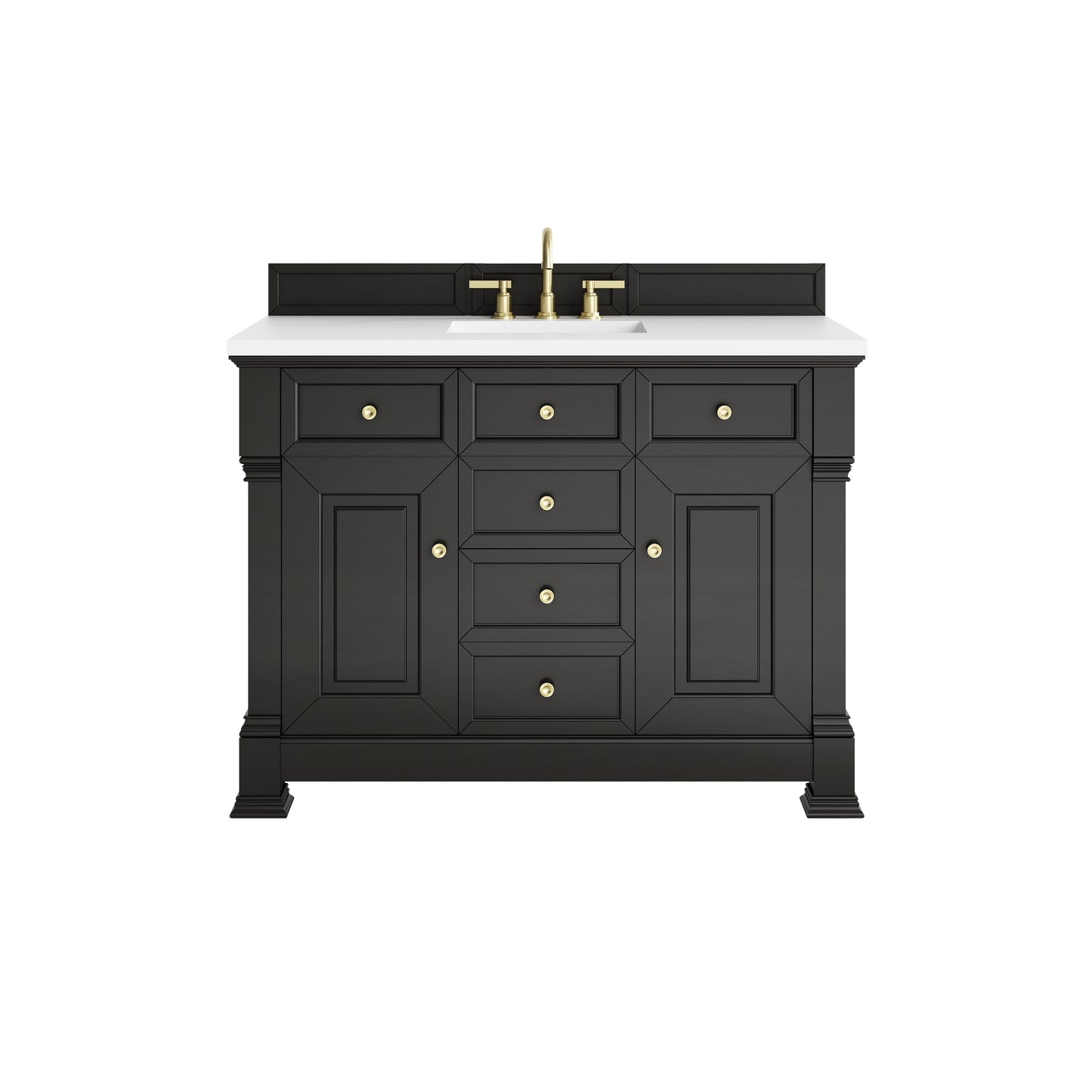 James Martin Vanities Brookfield 48" Black Onyx Single Vanity With 3cm White Zeus Silestone Top