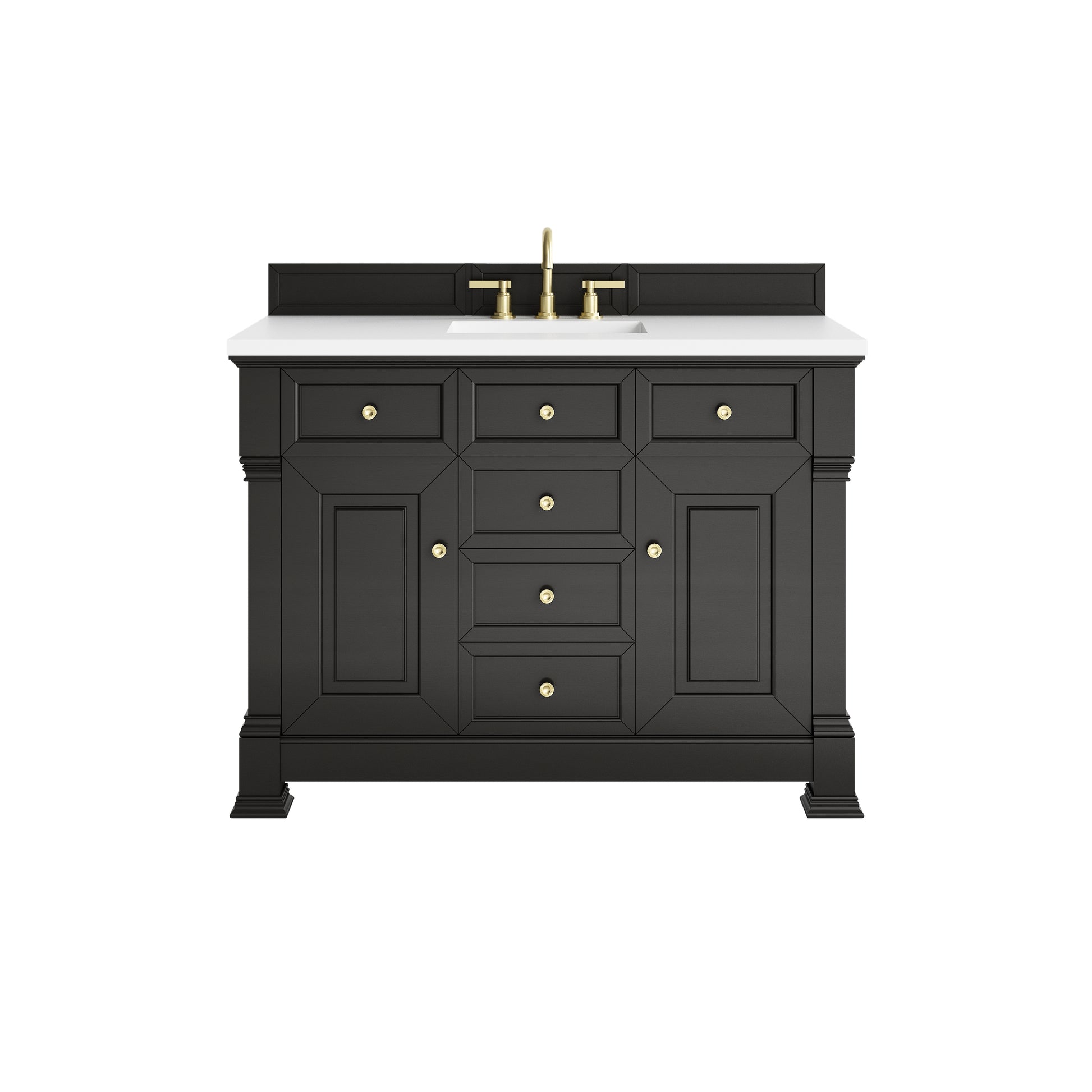 James Martin Vanities Brookfield 48" Black Onyx Single Vanity With 3cm White Zeus Silestone Top