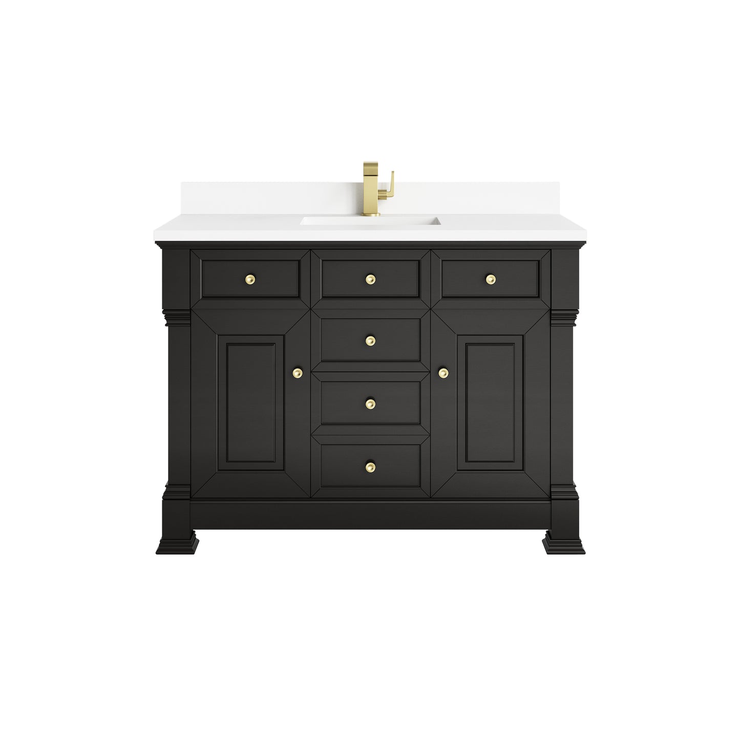 James Martin Vanities Brookfield 48" Black Onyx Single Vanity With Single Hole 3cm White Zeus Silestone Top and Backsplash