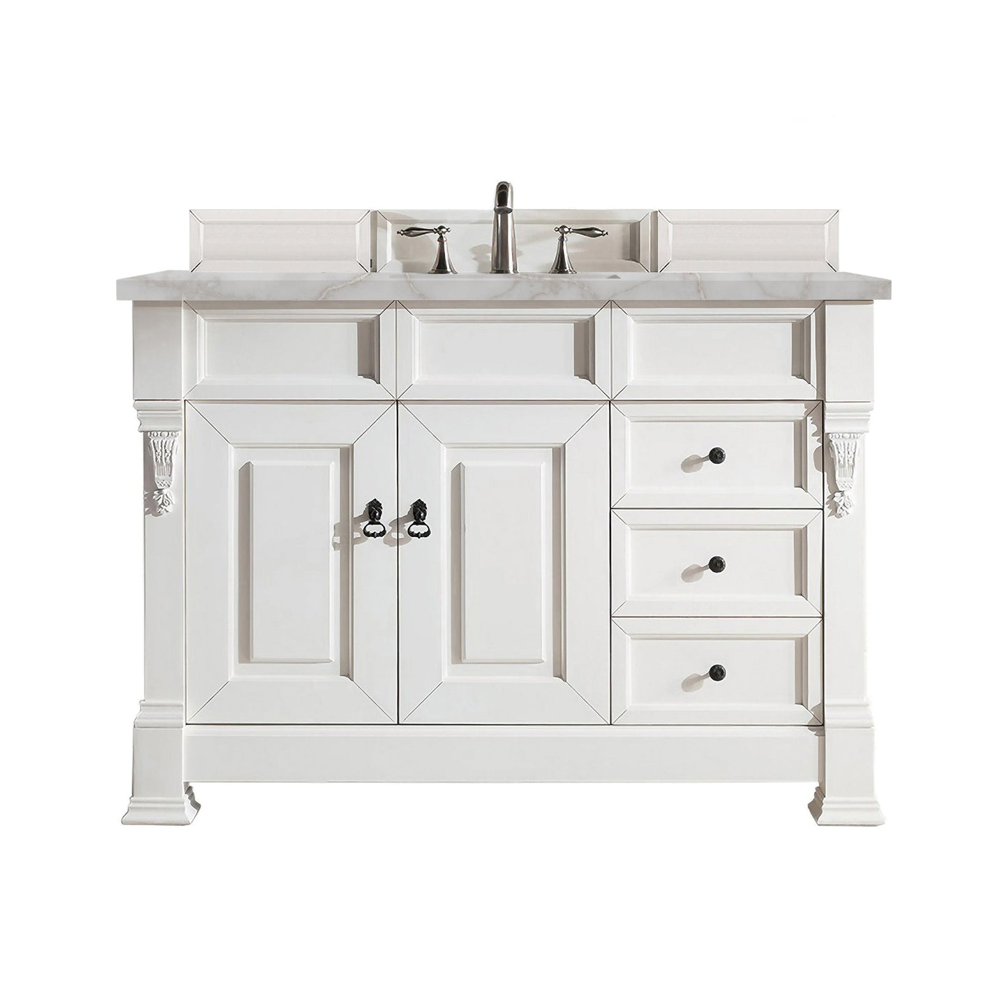 James Martin Vanities Brookfield 48" Bright White Single Vanity With 3 cm Victorian Silver Quartz Top