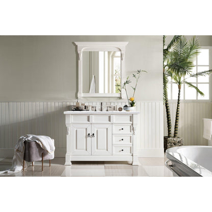 James Martin Vanities Brookfield 48" Bright White Single Vanity With 3cm Arctic Fall Solid Surface Top