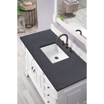 James Martin Vanities Brookfield 48" Bright White Single Vanity With 3cm Charcoal Soapstone Quartz Top