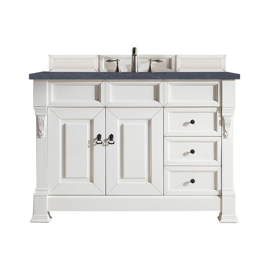 James Martin Vanities Brookfield 48" Bright White Single Vanity With 3cm Charcoal Soapstone Quartz Top