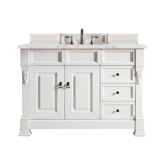 James Martin Vanities Brookfield 48" Bright White Single Vanity With 3cm Eternal Jasmine Pearl Quartz Top