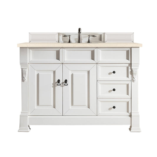 James Martin Vanities Brookfield 48" Bright White Single Vanity With 3cm Eternal Marfil Quartz Top