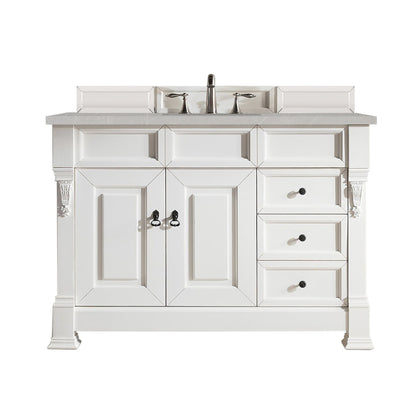 James Martin Vanities Brookfield 48" Bright White Single Vanity With 3cm Eternal Serena Quartz Top