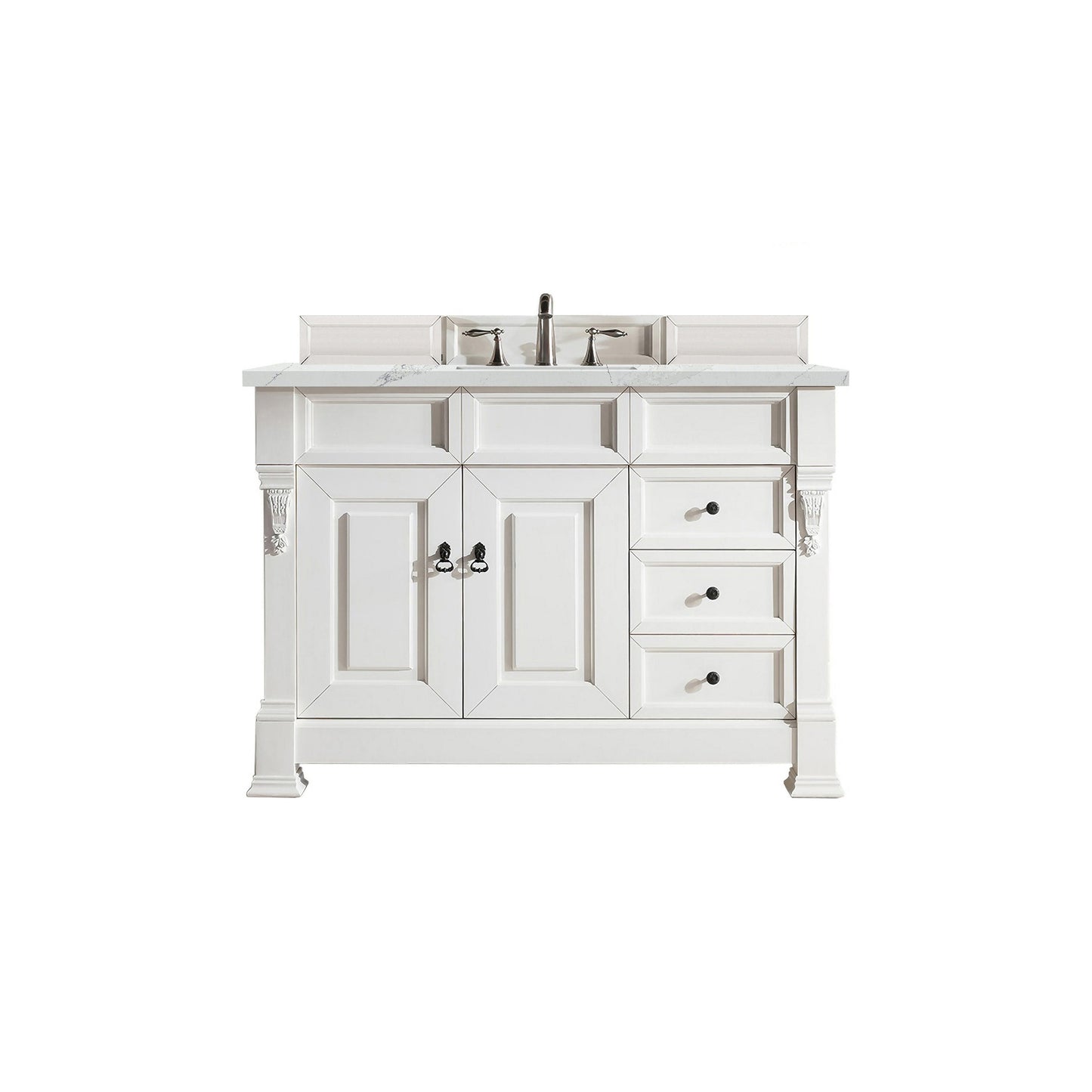 James Martin Vanities Brookfield 48" Bright White Single Vanity With 3cm Ethereal Noctis Quartz Top