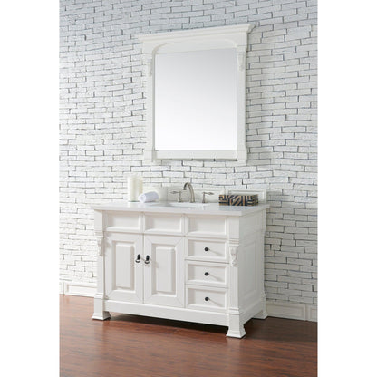 James Martin Vanities Brookfield 48" Bright White Single Vanity With 3cm White Zeus Quartz Top