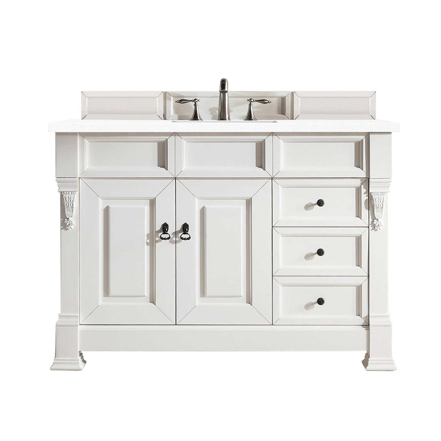 James Martin Vanities Brookfield 48" Bright White Single Vanity With 3cm White Zeus Quartz Top