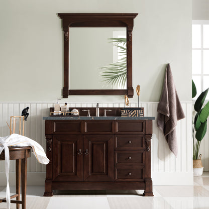 James Martin Vanities Brookfield 48" Burnished Mahogany Single Vanity With 3 cm Parisien Bleu Quartz Top