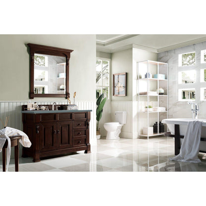 James Martin Vanities Brookfield 48" Burnished Mahogany Single Vanity With 3cm Cala Blue Quartz Top