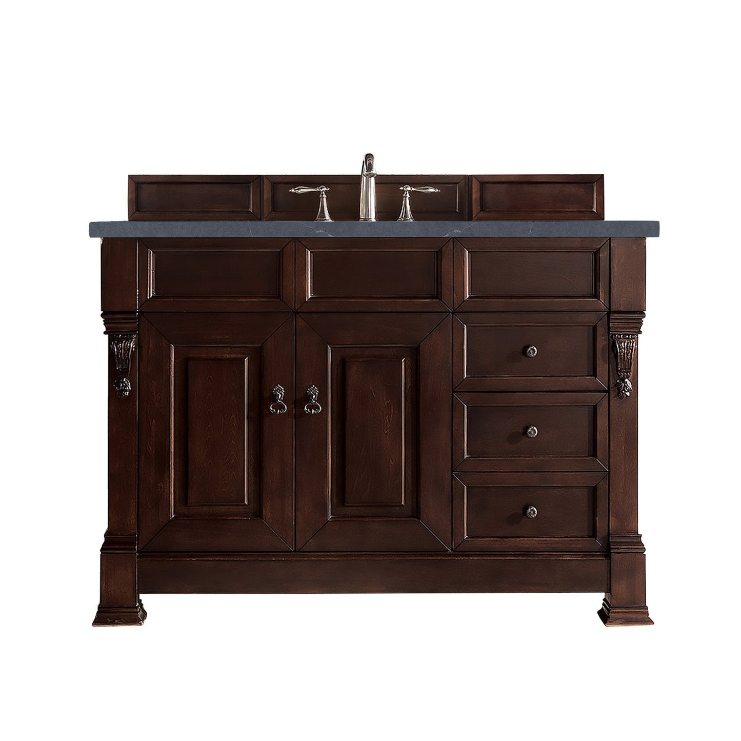 James Martin Vanities Brookfield 48" Burnished Mahogany Single Vanity With 3cm Charcoal Soapstone Quartz Top