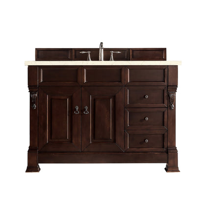 James Martin Vanities Brookfield 48" Burnished Mahogany Single Vanity With 3cm Eternal Marfil Quartz Top