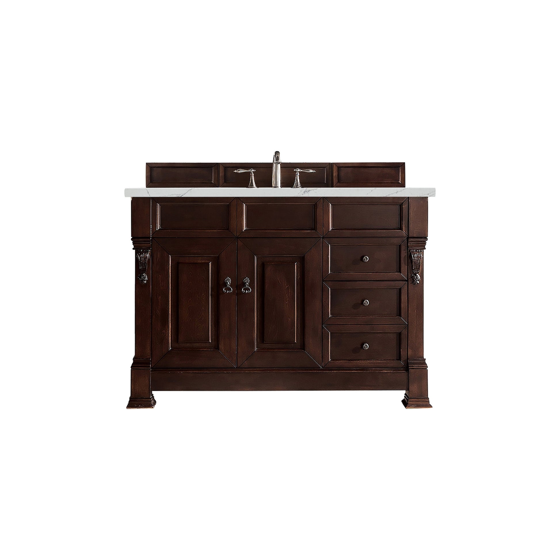 James Martin Vanities Brookfield 48" Burnished Mahogany Single Vanity With 3cm Ethereal Noctis Quartz Top